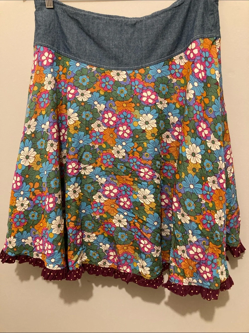 Matilda Jane Paint by Numbers Floral A-Line Skirt with Wide Waistband SzM